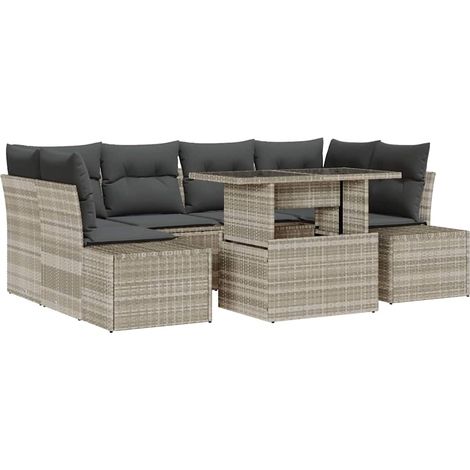 Maison Exclusive - Set di divani con cuscino 7 pcs Grigio chiaro polyrattan (1/5)