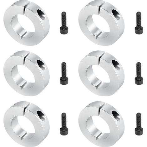 Bague de Réglage 20 mm, 6 pièces Bague Arrêt d'axe en Acier Inoxydable avec goupille filetée, collier de serrage double fendue pour essieux de chariot à roues et transmission d'ax (1/5)