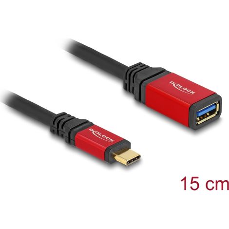 Delock Adaptador USB 10 Gbps USB Type-Câ¢ macho a USB Tipo-A hembra 15 cm rojo metal