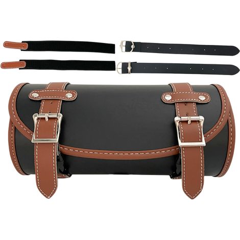 Sac de moto – Sac à outils de moto, sac avant de moto Sac à outils de moto Sac de guidon Sac de selle en cuir imperméable Organisateur de rangement Pochette rétro avec sangles réglables Accessoires (1/5)
