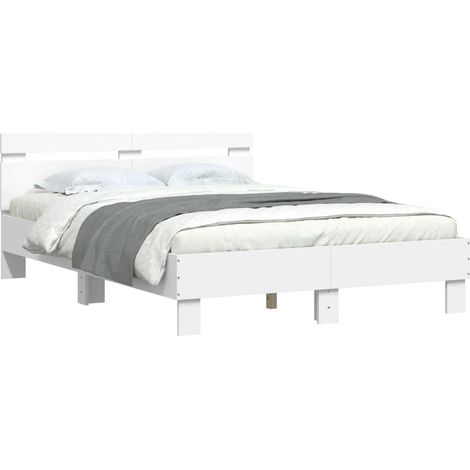 Bed Frame  White  Engineered wood, Plywood  Double  Bed Frame vidaXL