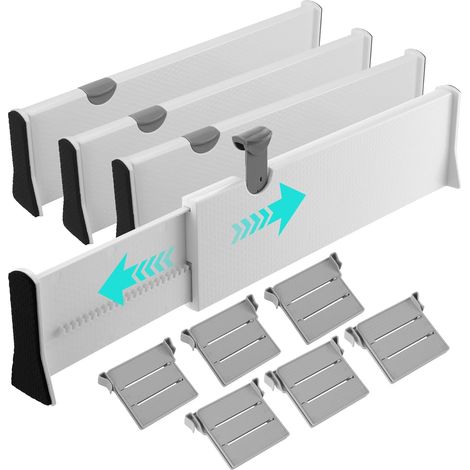 séparateurs de tiroirs en réglables longueur réglable 37 6 hauteur les convie 54 cm 10 cm Plastique Blanc 4 (1/5)