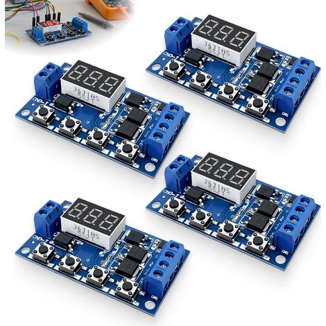 4PCS Module De Relais Minuterie DC 5 V à 36 V avec Affichage LED, Contrôleur de Cycle Marche Arrêt à Double MOS, Minuterie de Retard Réglable pour Moteur, LED, Pompe, Électrovanne (1/5)