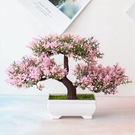 Bonsai Artificiel - Décoration Florale - Plante en Pot - Blanc - Durable - Contemporain