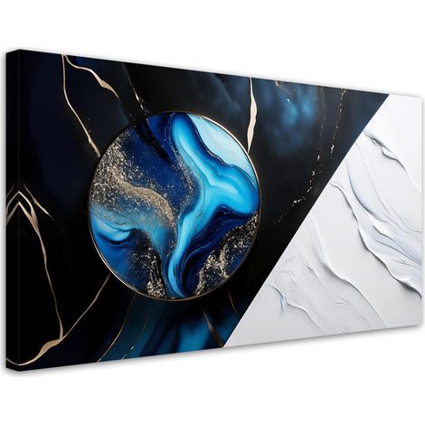 Tableau déco Abstraction bleue avec effet 3D doré 80x40 (1/5)