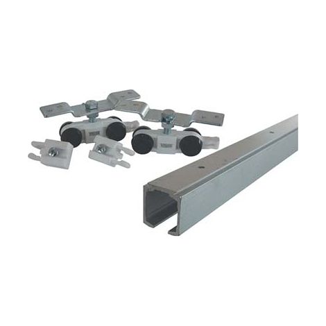 PORTA SCORREVOLE A SOFFITTO IN KIT 1400 OMGE  KG 80 BINARIO ALLUMINIO CM 230 X PORTA CM 111/130