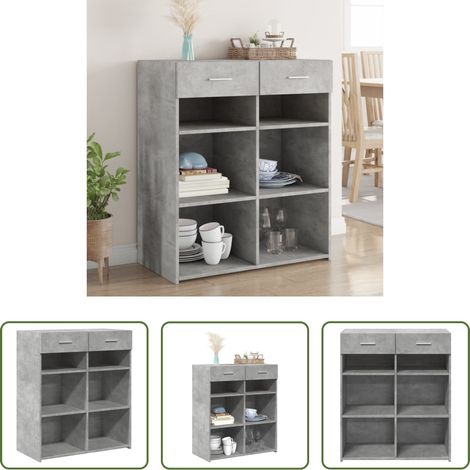 vidaXL Meuble - Buffet gris béton 80x42,5x93 cm bois d'ingénierie (1/5)