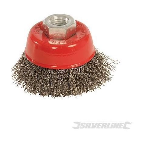 Spazzole a tazza con filamenti ondulati in acciaio per smerigliatrici angolari Silverline-65 mm