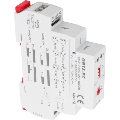 Relais Temporisé à Fonction Double, Retard Réglable 0,1S-10 Jours, Relais Temporel Multifonctionnel, pour Télécommande Communication et Contrôle Automatique, AC230V ou AC24V DC24V (1/5)