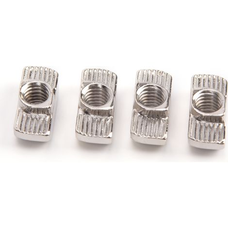100 Stück T-Nutmuttern, vernickelt, aus Kohlenstoffstahl, Gleitbefestigungen für Aluminiumprofile (M6) (1/5)