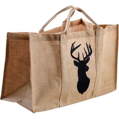 Holzscheittasche aus natürlicher Jute + Hirsch - Aubry Gaspard
