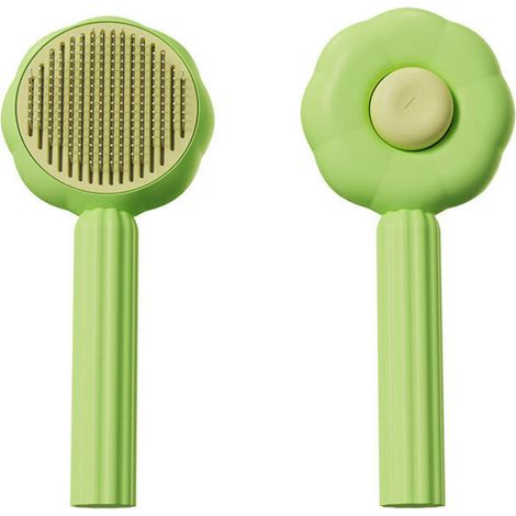 CSPARKV (20×10×5cm)Vert Brosse Chiens Chats, Autonettoyante, Poil Long Court en Conception à une Touche, Peignes de Massage et Enlèvement Efficace des Poils Morts (1/4)