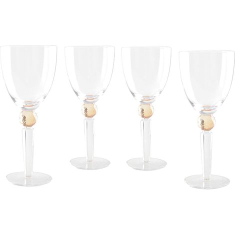 Lot de 4 Verres à Vin en Verre avec Pied Diamant Jaune pour Table et Dégustation 23,4 cm - PANGIVO (1/2)