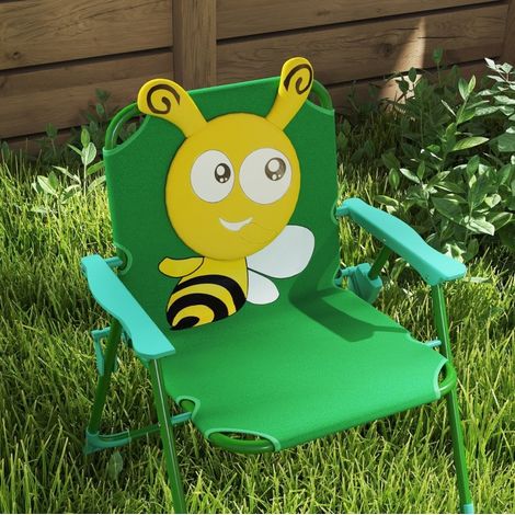Ensemble table chaises pour enfants avec parasol, motif abeille, vert et jaune HAVRYA (1/3)
