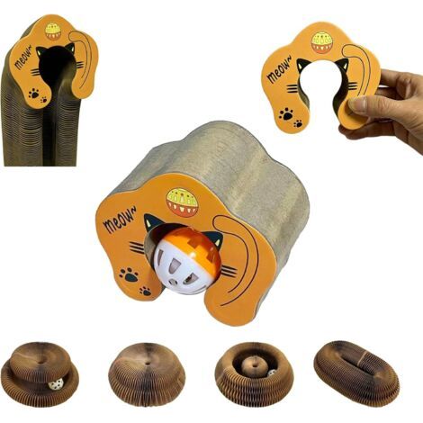 Griffoir pour Chat Magic Organ, Cat Scratching Board Magique Pliable avec Balle Cloche, Jouet Interactif pour Chat Kitty Interieur Cat Toys Accessoire (1/5)