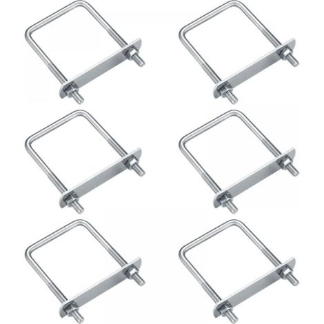 Piece U-Bolt, M6 U-Bolt, Stainless Steel U-Bolt with Nuts, Plates and Washers, Pipe Fixing Clamp Bolt (Right Angle, 80 x 50 mm) YMYNY