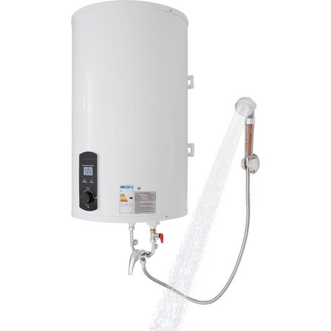 Chauffe-eau électrique 70 l, 2 kW 220 V IPX4 vertical LED chauffe-eau de stockage chauffe-eau eau eau froide et chaude chauffe-eau électrique ABS mural pour cuisines, toilettes (1/5)
