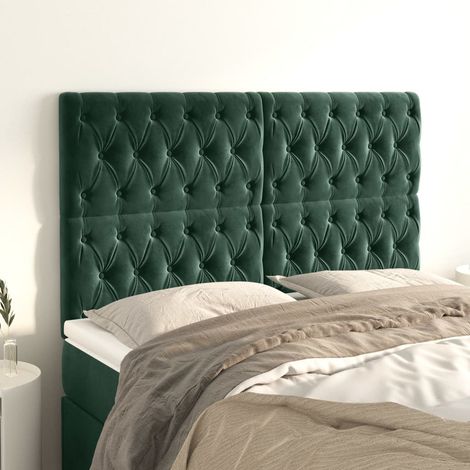 Cabecero Terciopelo Verde Oscuro 160x7x118/128 cm vidaXL (1/5)