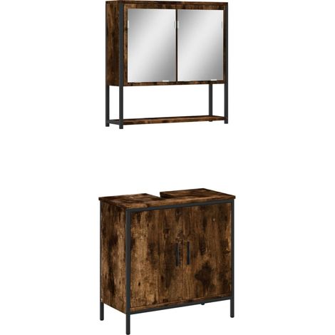 Maison Exclusive - 2-tlg. Badmöbel-Set Räuchereiche Holzwerkstoff