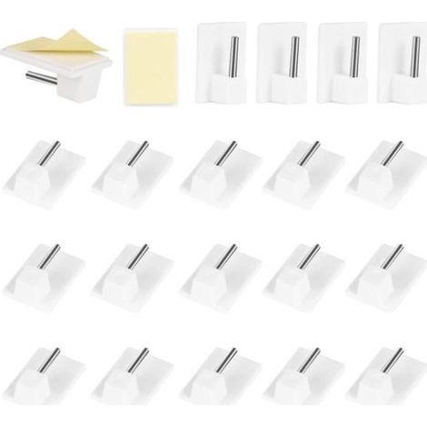 Crochets Adhésifs - 20PCS - Blanc - Supports pour Tringles à Rideaux - Sans Perçage (1/4)