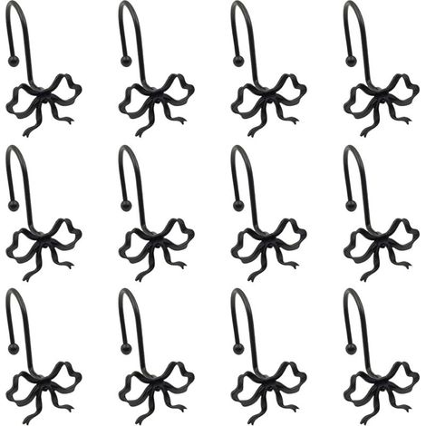 Lot de 12 Crochet Rideau Douche, Crochet de Tringle à Rideaux, Anneaux Rideaux, Crochets Métalliques Décoratifs pour Rideau de Douche, Design Nœud 3D, Anti-Rouille et Résistant à l'Humidité (1/4)