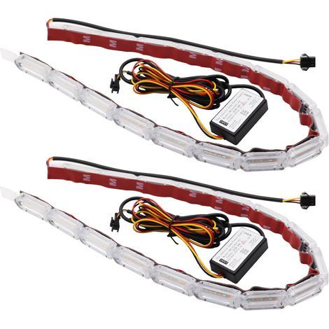 16 lights, 2-pack, crystal eye lamp, LED daytime running light, turn signal, 12V LED running light with bi-color car daytime running light, direction light guide strip (1/5)