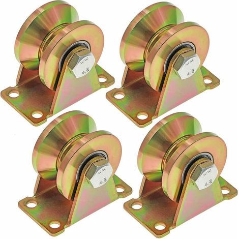 Roue à rainure en V Pcs, roues de portail coulissant de 50 mm, roues en acier à rainure en V, pour portail coulissant, porte d'usine, porte d'allée, capacité de charge 300 kg par rouleau (1/5)