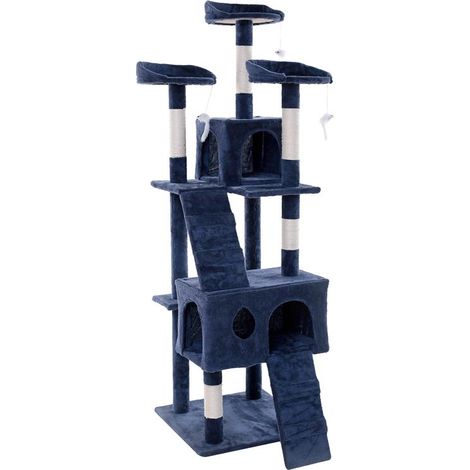 Kratzbaum Katzenbaum Katzenkratzbaum Kletterbaum Spielbaum für Katzen 170 cm XXL Dunkelgrau