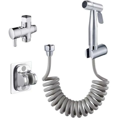 Mano Sprayer - Regulable Presión - Para Inodoro y Limpieza Sanitaria - Válvula Angular de 2 o 3 Vías - Plástico Resistente - 1 Unidad (1/5)