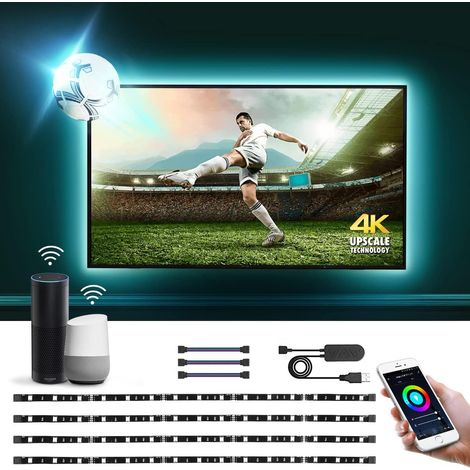 LED TV Strip 2 m USB WiFi Connected LED Strip TV Backlight 16 Million Colours Controlled by APP for 32-65 inch HDTV/PC Monitor (4 x 50 cm, 2.4GHz WiFi Only) (1/5)