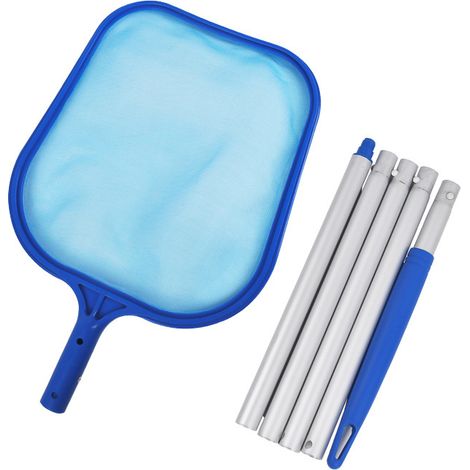 Épuisette de piscine : Épuisette à mailles fines avec manche robuste en aluminium de 1,15 m (manche inclus), pour piscines, bassins et élimination des algues (1/5)