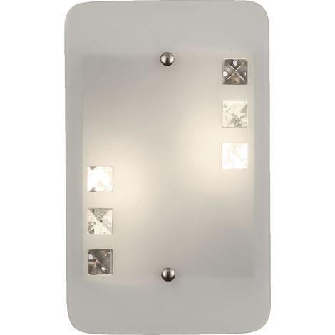 Applique applique murale salon verre 2 flammes cristaux, métal, 2x douille E14, H 28 cm (1/3)
