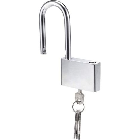 Cadenas à anse longue de 50 mm en acier trempé avec 3 clés pour une utilisation extérieure - Idéal pour les casiers, les garages, les clôtures et les jardins (1/5)