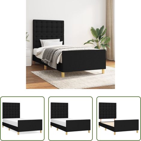 Kopfteil - Bettgestell mit Kopfteil Schwarz 90x200 cm Stoff (1/5)