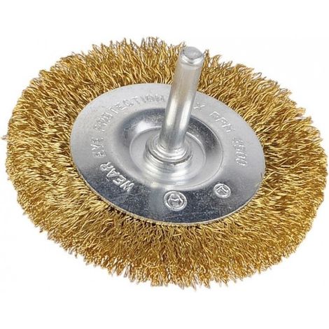 TrAdE Shop Traesio - Set 2 Pz. Spazzole In Acciaio 3'' 75mm Punte Per Trapano Da Smerigliatura Spazzole Circolare Filo Ottonato -