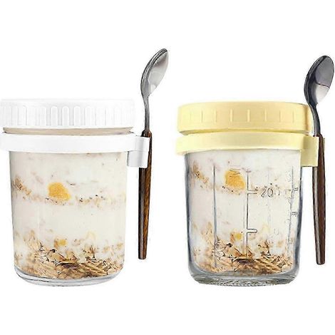 bocal en verre pour gruau de printemps avec couvercle et cuillère (1/5)