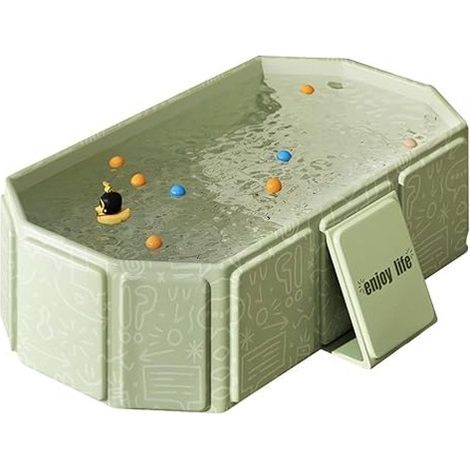 Seau de bain - Bouchons de vidange - Baignoire enfant - Baignoire pliable - Stabilité triangulaire - Rangement rapide - Isolation thermique - Multifonctionnel (1/5)