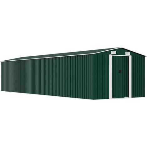 Abri de jardin vert 257 x 779 x 181 cm acier galvanisé - Abri de jardin rangement extérieur résistant terrasse outils (1/5)