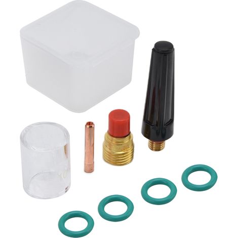 Kit de 8 pièces pour torche de soudage TIG : lentille à gaz, coupelle en verre résistant à la chaleur et joint d'étanchéité pour WP-9/20/25 (1/5)