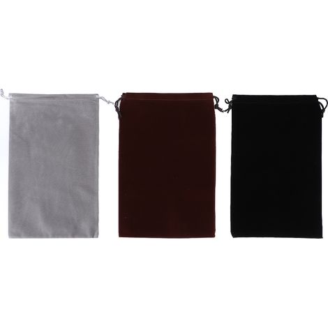 Lot de 3 pochettes en tissu floqué à cordon, sac de rangement anti-poussière pour bijoux, cadeaux, bonbons ou téléphone.