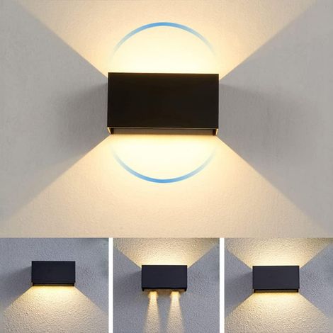Applique murale d'intérieur LED 24W 3000K blanc chaud, style moderne, en aluminium, éclairage haut et bas, pour salon, noir. (1/5)
