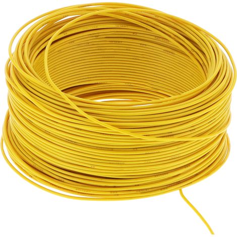BV-1x1 100 m / 328,1 pi Fil isolé 7 conducteurs en cuivre rouge Câble électrique souple AC300 V Jaune