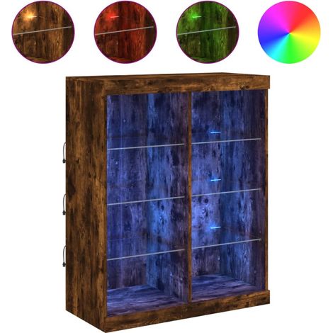 Maison Exclusive - Aparador con luces LED roble ahumado 81x37x100 (1/5)