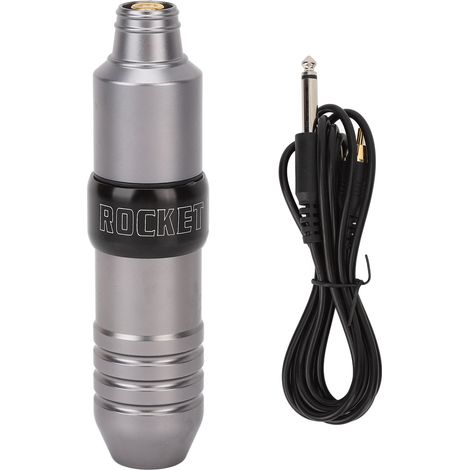 Cartouche à aiguille pour stylo rotatif de tatouage, tension haute fréquence réglable, machine légère avec câble RCA, gris. (1/5)