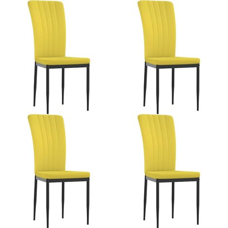 Lot de 4 Chaises de salle à manger - Chaises de cuisine Jaune moutarde Velours (1/5)