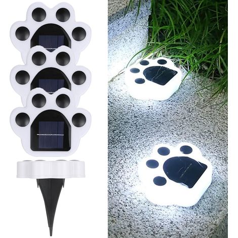 Lot de 4 lampes solaires de jardin, lampes solaires de sol, lampes solaires d'extérieur à LED rechargeables en forme de patte, éclairage de chemin pour pelouse, terrasse et jardin. (1/5)