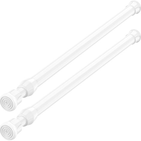 Lot de 2 tringles télescopiques - Métal blanc - Sans perçage - Pour rideaux et douche - 40,6 à 71 cm (1/5)