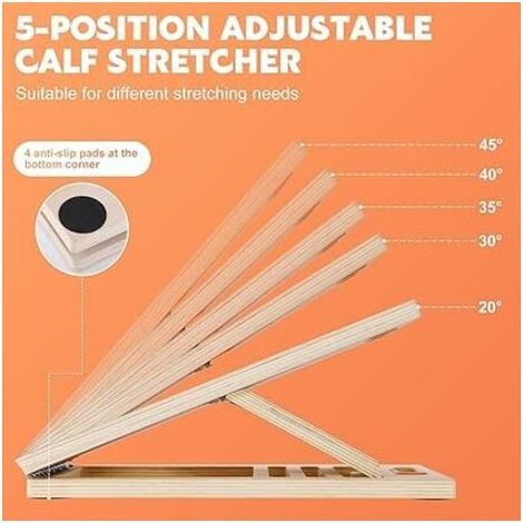 Planche Inclinée Professionnelle, Panneau Incliné Réglable en Bois Portable Planche d'Équilibre avec Poignée pour Mollet Squats Jambes Genoux Talon Cheville