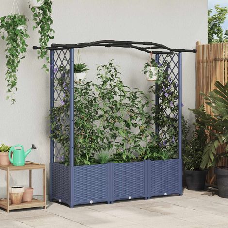 Teenpull – Hochbeet mit Rankgitter und Dach Grau 164 x 40 x 138 cm PP (1/5)