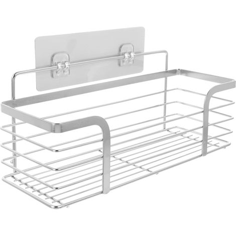 Mensola da bagno a parete in acciaio inox, senza bisogno di forare, compatta e salvaspazio, 251011 cm - argento, adatta per cucine e bagni. (1/5)